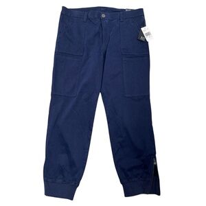 Kut From The Kloth Jogger Pants High Rise Crop Cargo Pockets Zip Ankles Blue 14